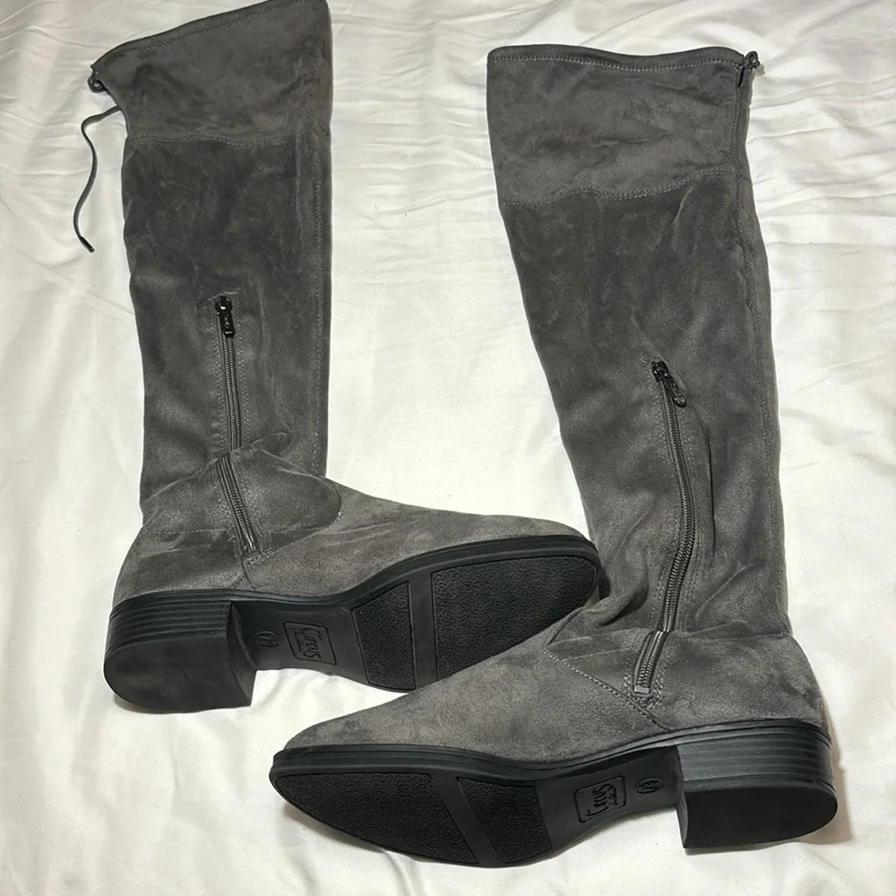 Circus Sam Edelman Peyton Stretch Over-The-Knee Boot Grey SZ 7.5 Suede - Picture 10 of 11